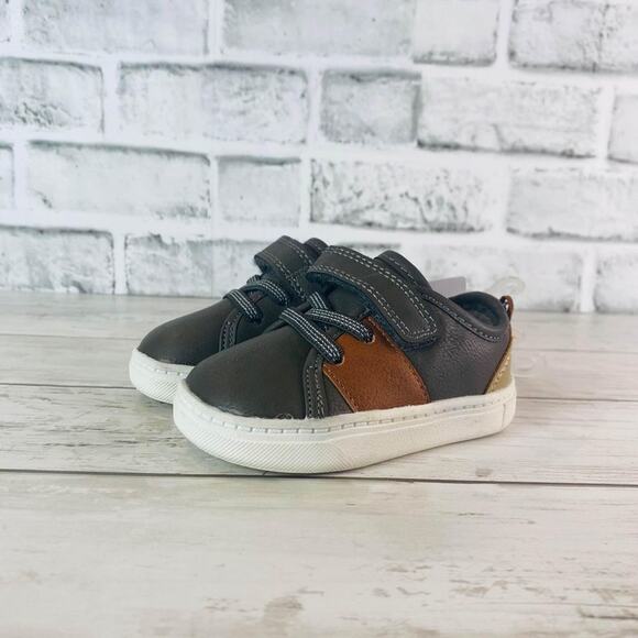 Carters Infant Shoes Size 3 Charcoal/Brown JY21DO2H Velcro Strap Closure Loafers - Picture 4 of 6